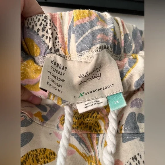 Anthropologie Floral Joggers 1X Saturday Sunday Pastel Colors - Picture 6 of 10